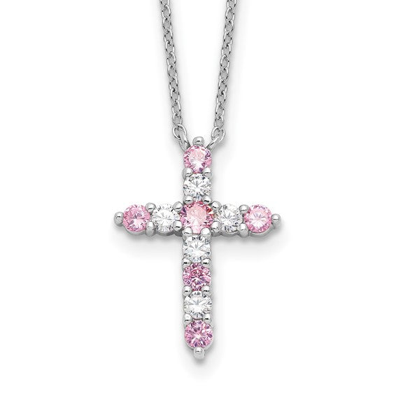 Sterling Silver Birthstone Cross Necklaces- Sparkle & Jade-SparkleAndJade.com QBPD36OCT