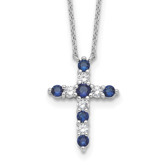 Sterling Silver Birthstone Cross Necklaces- Sparkle & Jade-SparkleAndJade.com QBPD36SEP