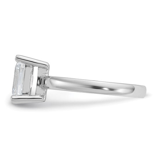 Sterling Silver 8x6 mm Emerald Cut CZ Ring- Sparkle & Jade-SparkleAndJade.com 
