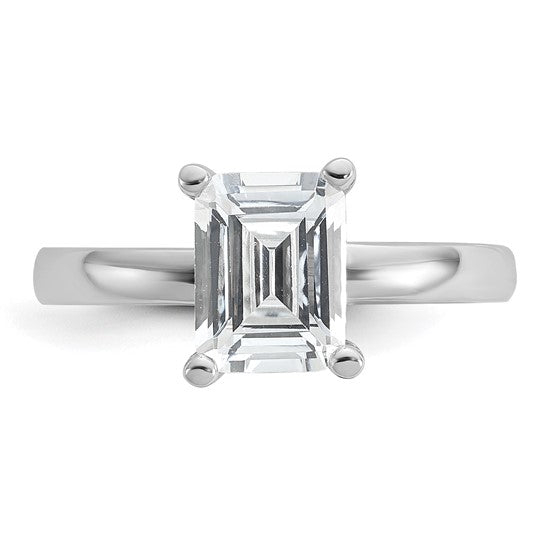 Sterling Silver 8x6 mm Emerald Cut CZ Ring- Sparkle & Jade-SparkleAndJade.com 