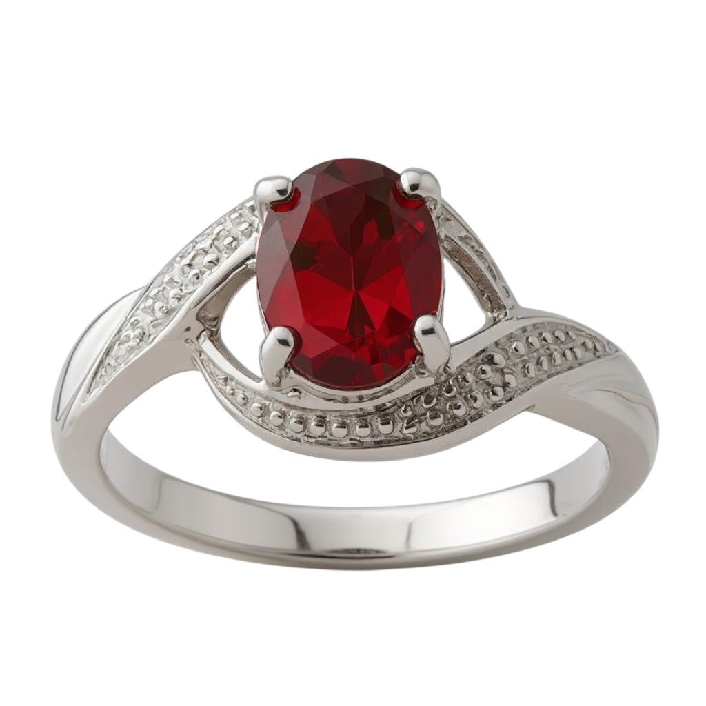 Sterling Silver Oval Gemstone & Diamond Rings- Sparkle & Jade-SparkleAndJade.com 