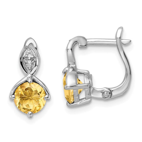 Sterling Silver Gemstone & White Topaz Hinged Earrings- Sparkle & Jade-SparkleAndJade.com QE16642CI