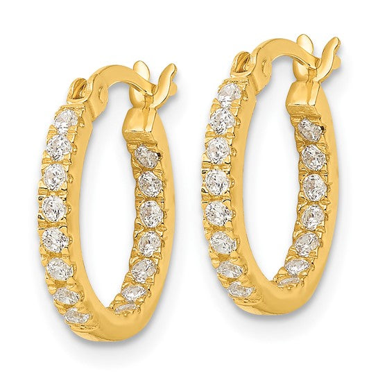 Sterling Silver Gold Plated Inside and Out CZ Round Hoop Earrings- Sparkle & Jade-SparkleAndJade.com QE17194GP