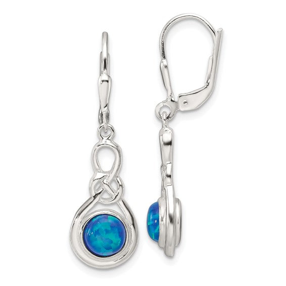Sterling Silver Gemstone Knot Leverback Dangle Earrings- Sparkle & Jade-SparkleAndJade.com QE17451
