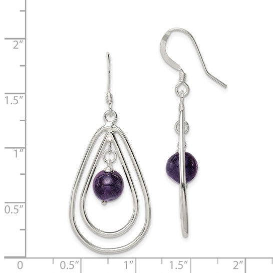 Sterling Silver Amethyst Teardrop Dangle Earrings- Sparkle & Jade-SparkleAndJade.com QE3043