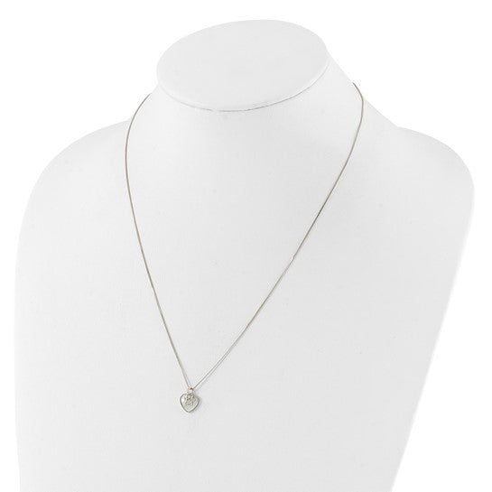 Sterling Silver Mother or Pearl Heart with CZ Paw Necklace- Sparkle & Jade-SparkleAndJade.com QG6684-18