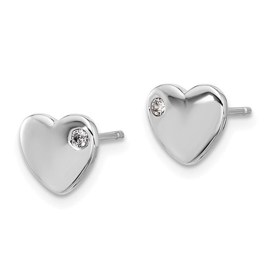Lot De Bijoux Argenté Avec Cœur Et CZ 2,5 Carats - Collier Et Boucles D'oreilles, Neuf Avec étiquettes