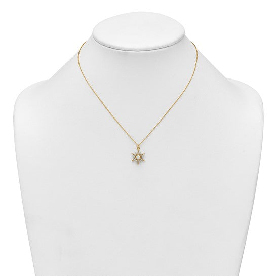 Gold Plated Sterling Silver Opal and CZ Star Necklace