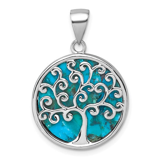 Sterling Silver Turquoise Tree Of Life Pendant- Sparkle & Jade-SparkleAndJade.com QG7220P