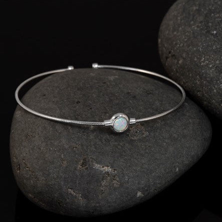 Leslie's Sterling Silver Opal Cuff Bracelet- Sparkle & Jade-SparkleAndJade.com 