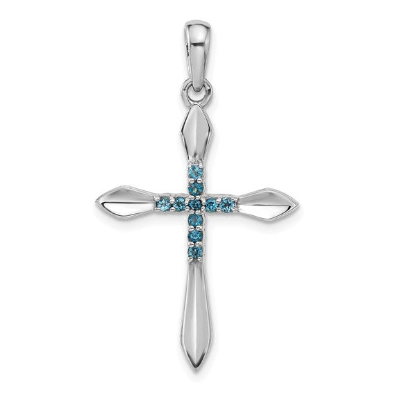 Sterling Silver Gemstone Cross Pendants- Sparkle & Jade-SparkleAndJade.com QP5878BT