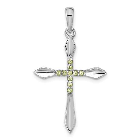 Sterling Silver Gemstone Cross Pendants- Sparkle & Jade-SparkleAndJade.com QP5878PE
