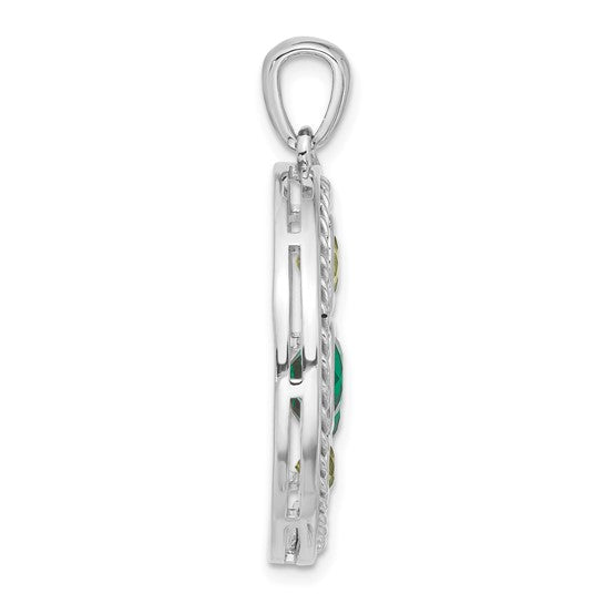 Sterling Silver Emerald, Peridot and White Topaz Circle Pendant- Sparkle & Jade-SparkleAndJade.com QP5898PE