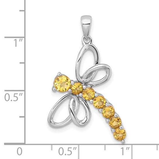 Sterling Silver Citrine Dragonfly Pendant- Sparkle & Jade-SparkleAndJade.com QP6011CI