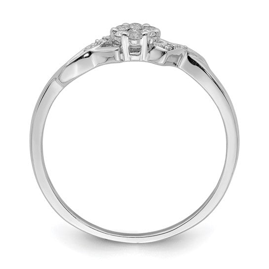 Sterling Silver Genuine Diamond Cluster Flower Promise Ring- Sparkle & Jade-SparkleAndJade.com 