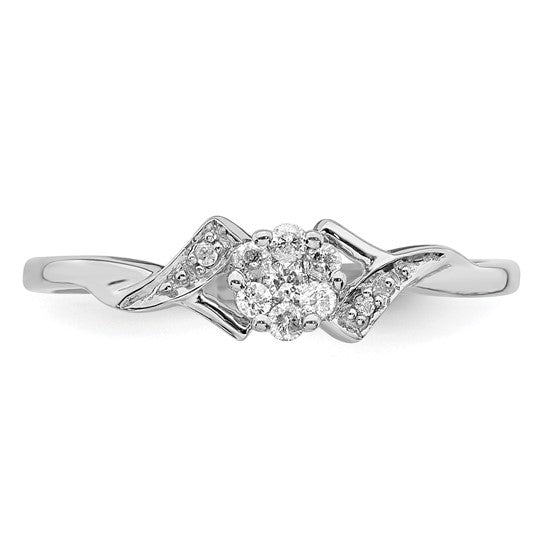 Sterling Silver Genuine Diamond Cluster Flower Promise Ring- Sparkle & Jade-SparkleAndJade.com 