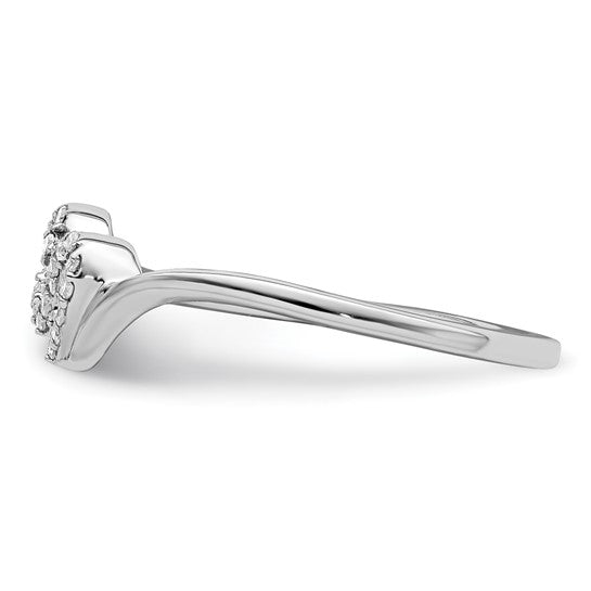 Sterling Silver Diamond Double Heart Ring- Sparkle & Jade-SparkleAndJade.com 