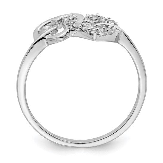 Sterling Silver Plated Diamond Double Heart Ring- Sparkle & Jade-SparkleAndJade.com 