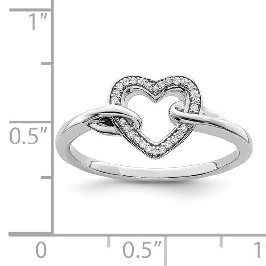 Sterling Silver Diamond Heart Ring- Sparkle & Jade-SparkleAndJade.com 