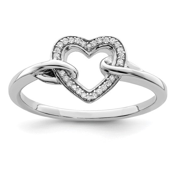 Sterling Silver Diamond Heart Ring- Sparkle & Jade-SparkleAndJade.com 