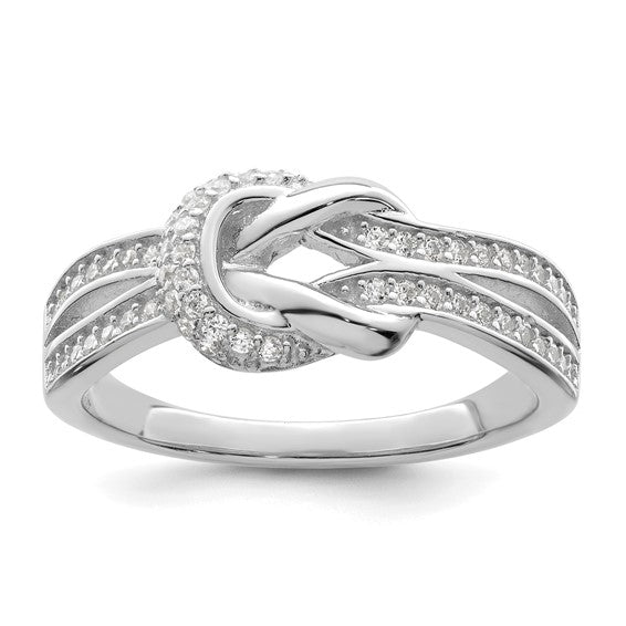 Sterling Silver CZ Knot Ring- Sparkle & Jade-SparkleAndJade.com 