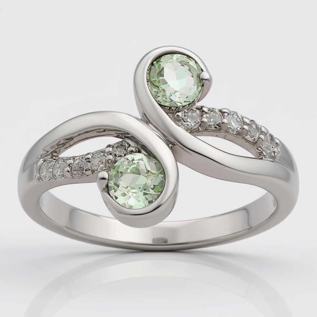 Sterling Silver Gemstone and White Topaz Swirl Rings- Sparkle & Jade-SparkleAndJade.com 