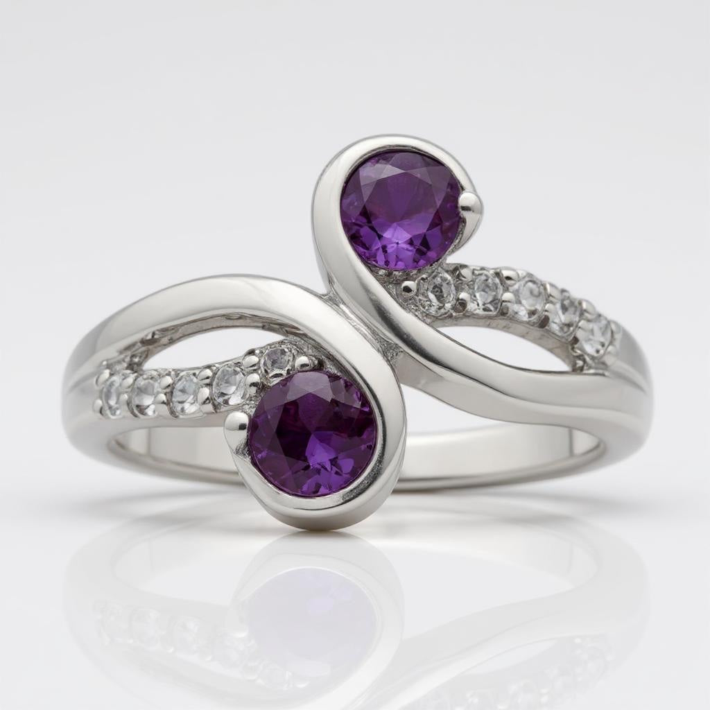 Sterling Silver Gemstone and White Topaz Swirl Rings- Sparkle & Jade-SparkleAndJade.com 