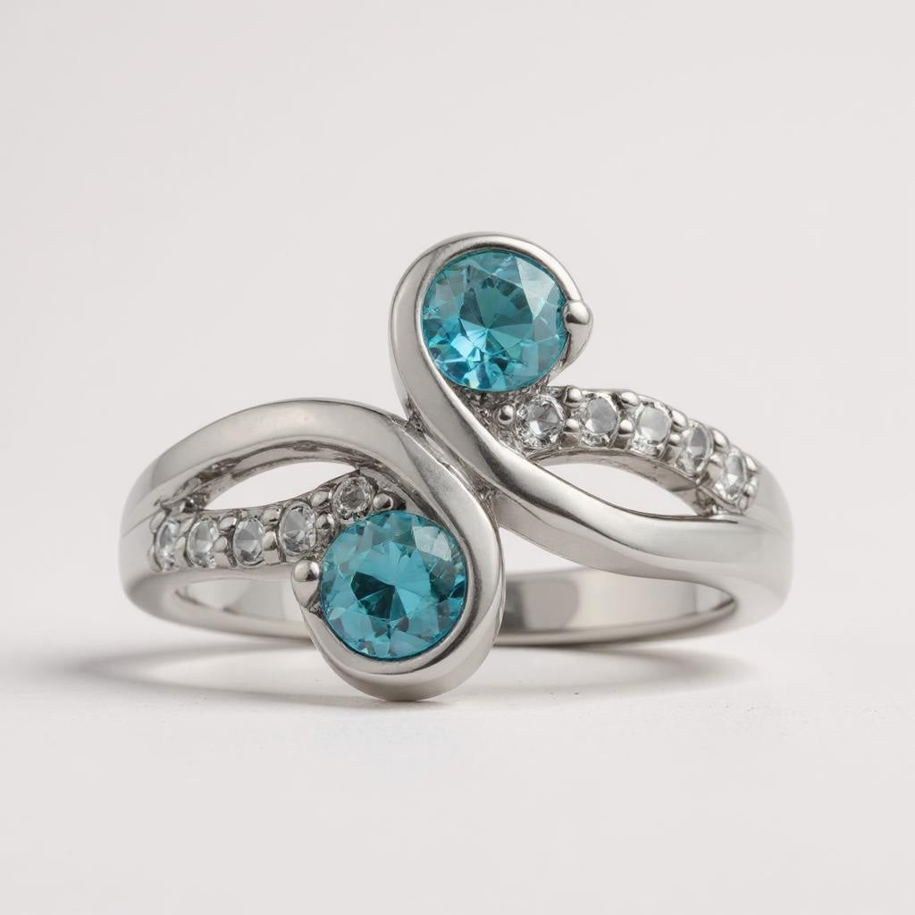 Sterling Silver Gemstone and White Topaz Swirl Rings- Sparkle & Jade-SparkleAndJade.com 