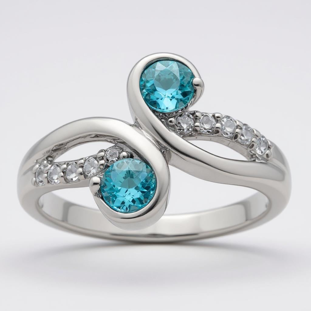 Sterling Silver Gemstone and White Topaz Swirl Rings- Sparkle & Jade-SparkleAndJade.com 