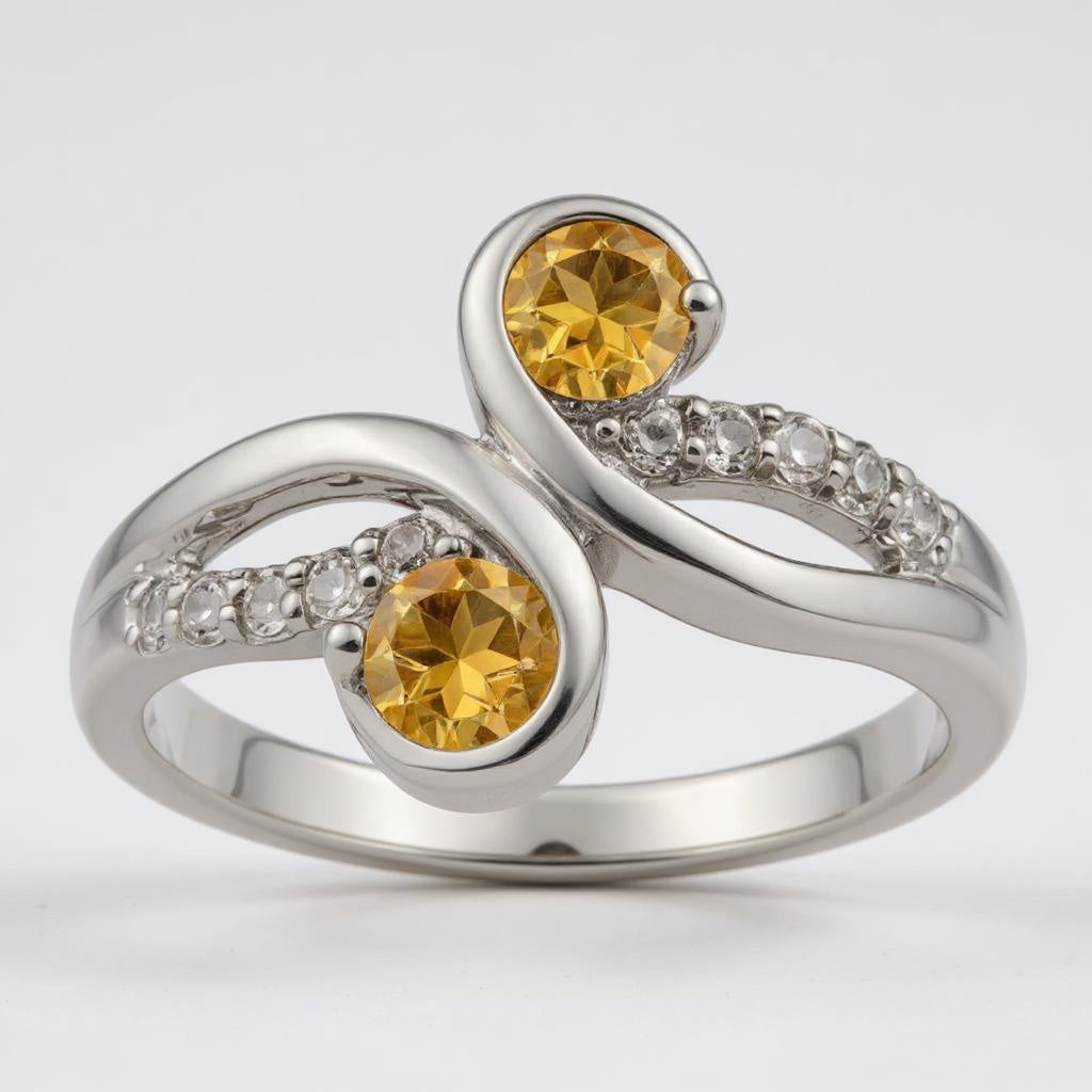 Sterling Silver Gemstone and White Topaz Swirl Rings- Sparkle & Jade-SparkleAndJade.com 