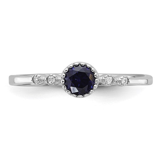 Sterling Silver Created Blue Spinel and White Sapphire Ring- Sparkle & Jade-SparkleAndJade.com 