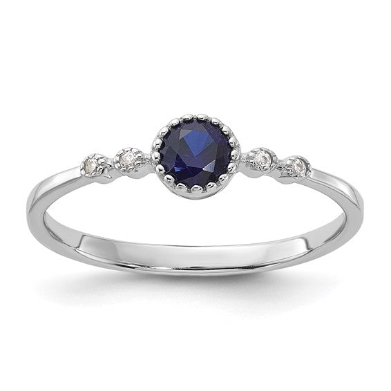 Sterling Silver Created Blue Spinel and White Sapphire Ring- Sparkle & Jade-SparkleAndJade.com 