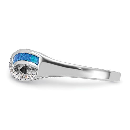 Sterling Silver CZ and Blue Opal Infinity Ring- Sparkle & Jade-SparkleAndJade.com 