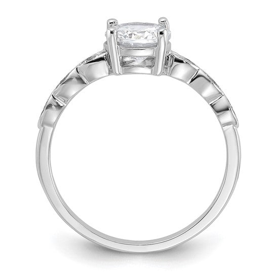 Sterling Silver Fancy CZ Band Engagement Ring- Sparkle & Jade-SparkleAndJade.com 