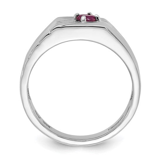 Sterling Silver African Ruby Signet Men's Ring- Sparkle & Jade-SparkleAndJade.com 