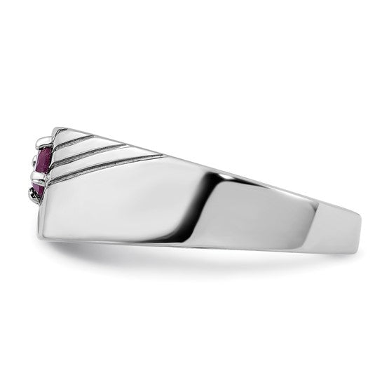 Sterling Silver African Ruby Signet Men's Ring- Sparkle & Jade-SparkleAndJade.com 