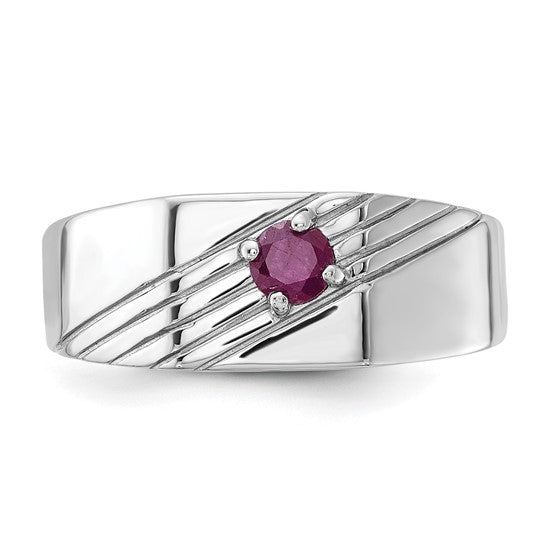 Sterling Silver African Ruby Signet Men's Ring- Sparkle & Jade-SparkleAndJade.com 