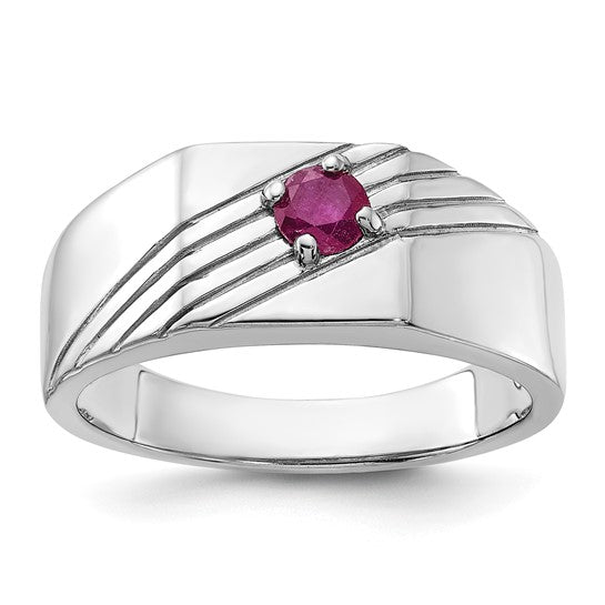 Sterling Silver African Ruby Signet Men's Ring- Sparkle & Jade-SparkleAndJade.com 