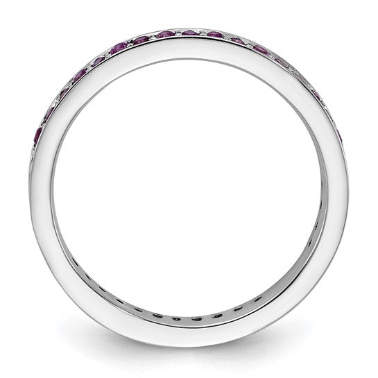 Sterling Silver Stackable Expressions Created Pink Sapphire Ring- Sparkle & Jade-SparkleAndJade.com 