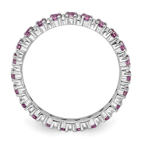 Sterling Silver Stackable Expressions Created Pink Sapphire Eternity Ring- Sparkle & Jade-SparkleAndJade.com 