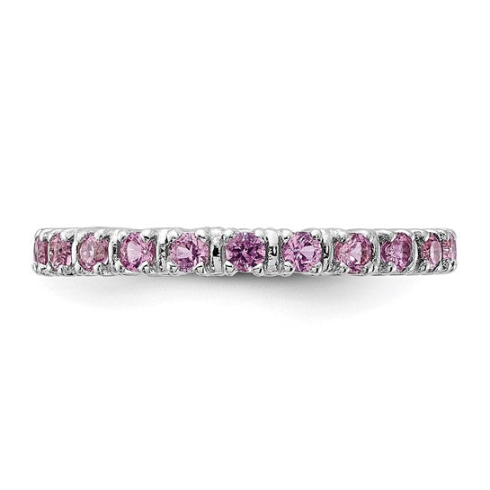 Sterling Silver Stackable Expressions Created Pink Sapphire Eternity Ring- Sparkle & Jade-SparkleAndJade.com 