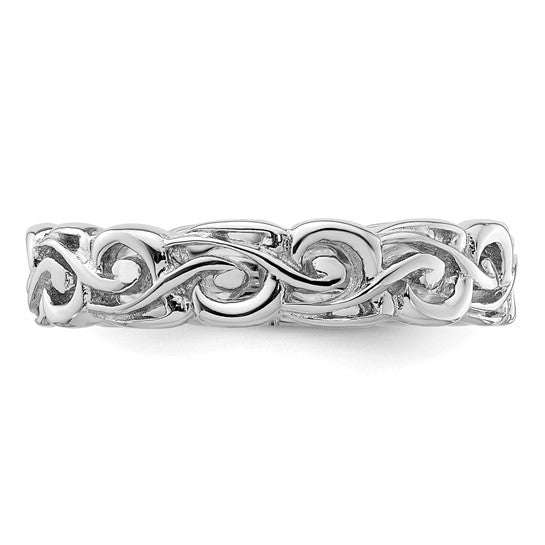Sterling Silver Stackable Expressions 4.5mm Openwork Carved Ring- Sparkle & Jade-SparkleAndJade.com 