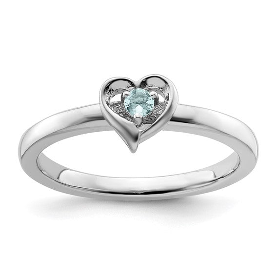 Sterling Silver Stackable Expressions Heart Birthstone Rings- Sparkle & Jade-SparkleAndJade.com QSK1524-5
