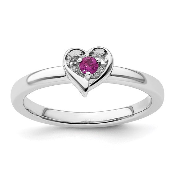 thumbnail interactive-video image 1 of Sterling Silver Beaded Stretch Stacking Ring – Tiny Heart Charm, Handmade, All Sizes 1 of 6