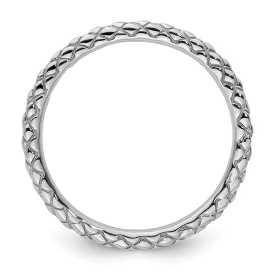 Sterling Silver Stackable Expressions Criss Cross Pattern Ring- Sparkle & Jade-SparkleAndJade.com 
