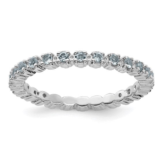 Sterling Silver Stackable Expressions Light Aquamarine Eternity Ring- Sparkle & Jade-SparkleAndJade.com 
