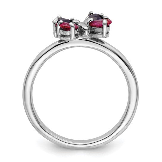 Sterling Silver Stackable Expressions Ruby and Blue Sapphire Butterfly Ring- Sparkle & Jade-SparkleAndJade.com 