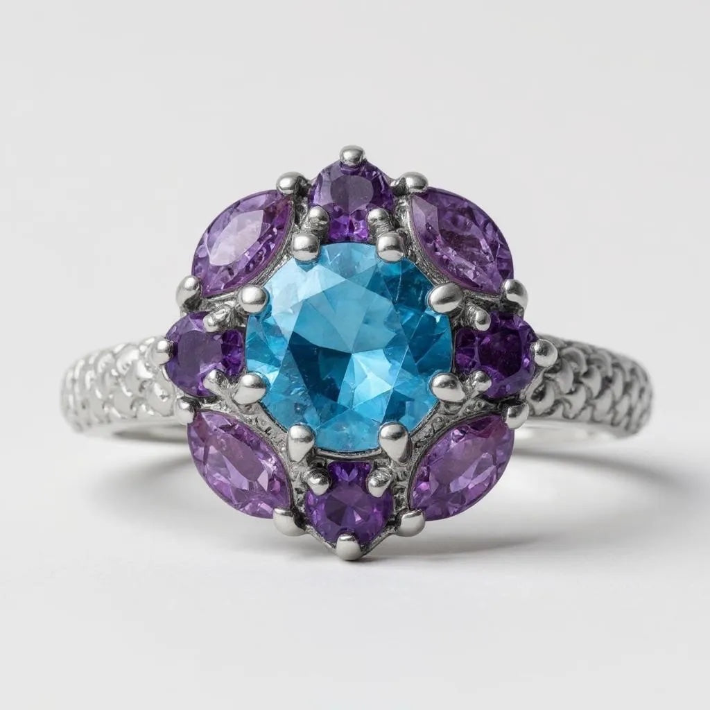 Sterling Silver Stackable Expressions Blue Topaz & Amethyst Butterfly Ring- Sparkle & Jade-SparkleAndJade.com 