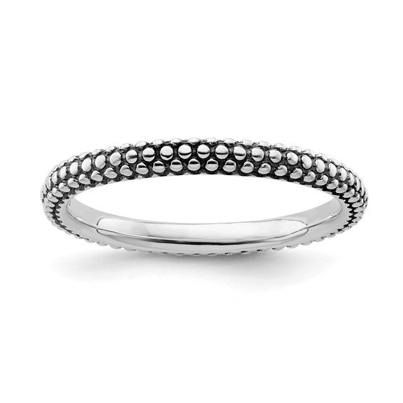 Sterling Silver Stackable Expressions Antiqued Ring- Sparkle & Jade-SparkleAndJade.com 