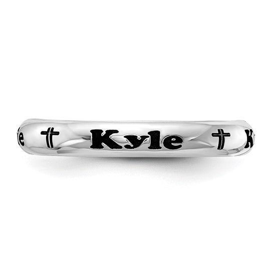 Stackable Expressions Personalized Engraved Name with Cross Ring- Sparkle & Jade-SparkleAndJade.com 